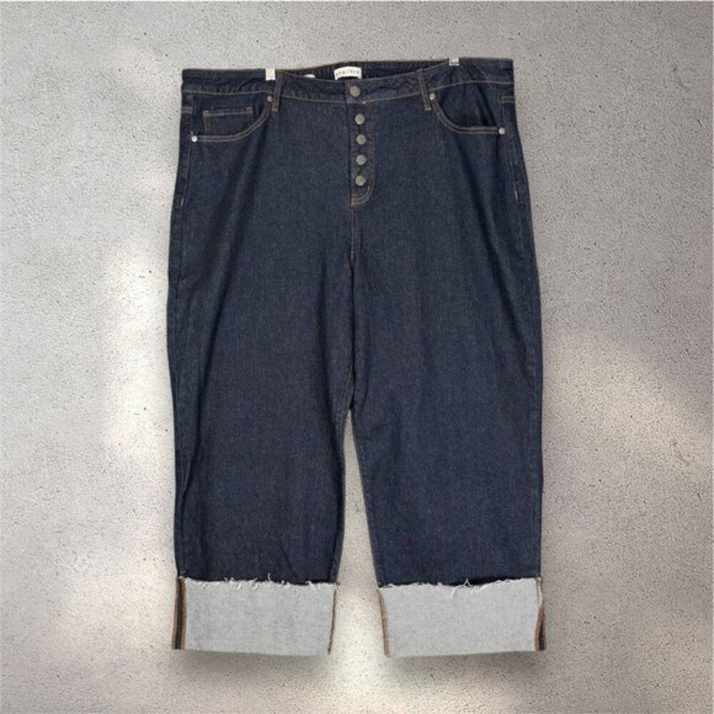 Ava & Viv High-Rise Straight Hip & Thigh Jeans Women's 24 Plus Blue Dark Casual